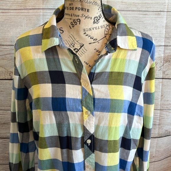 Talbots Casual Button Down Shirt Plaid Checked Cotton Size Large - Picture 2 of 8